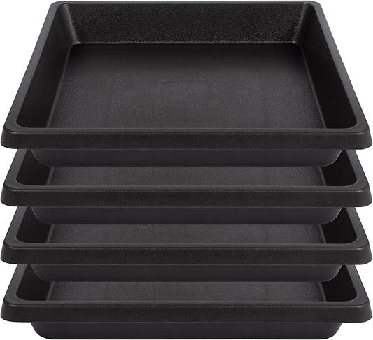 Square Plant Saucer 10 Inch 4 Pack, Plant Drip Trays and Flower Pot Saucers，Doubles Plant Water Catcher Tray, Plant Trays for Indoors No Holes, Plant Drainage Tray Saucers for Potted Plants