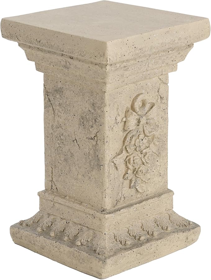 Christopher Knight Home Jorine 19" H Plant Stand, Lightweight Concrete Plant Stand, Pedestal Column Side Table, Indoor Outdoor Plants Standing for Entryway Garden Yard Home, No Assemly Needed, Sand