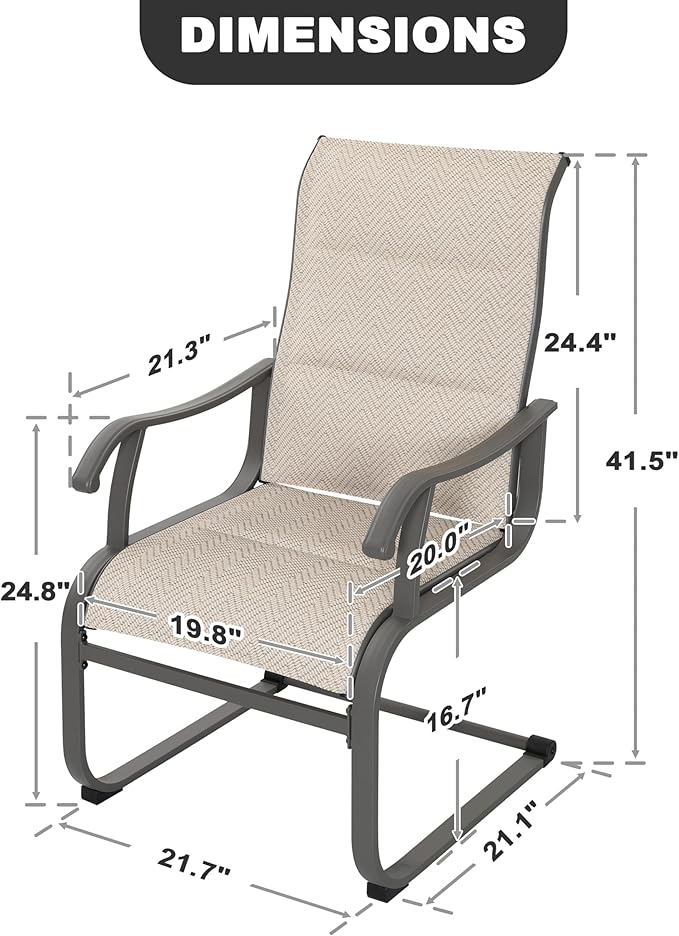 NUU GARDEN Patio Dining Chairs Set of 2, Outdoor Dining Chairs with Breathable Textilene Seat, All-Weather Patio Furniture for Garden Deck Backyard Porch, Grayish Beige