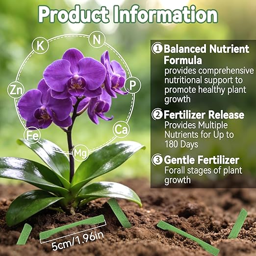90PCS Slow Release Fertilizer Spikes for Indoor Plants - Long Lasting Plant Food Spikes for Houseplants Orchids Potted Plants, Easy to Use Fertilizer Sticks for Indoor Flowers Foliage Growth