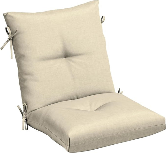 Arden Outdoor Plush Modern Tufted Blowfill Dining Chair Cushion, 21 x 40, Water Repellent, Fade Resistant, Tufted Cushion for Dining and Bistro Chairs, Tan Leala
