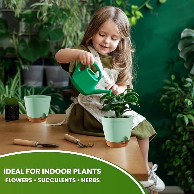 Utopia Home Self Watering Pots for Indoor Plants, Planters for Indoor Plants, Multi-Size Flowerpot, Set of 10 Plant Pots with Drainage & Reservoir, 6.8"/6.4"/5.9"/5.5"/4.9" (Olive Green)