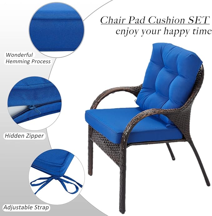 JMGBird Seat/Back Outdoor Chair Cushion Tufted Pillow, Deep Seat Cushion Set 22"x22", Outdoor Cushion for Patio Furniture