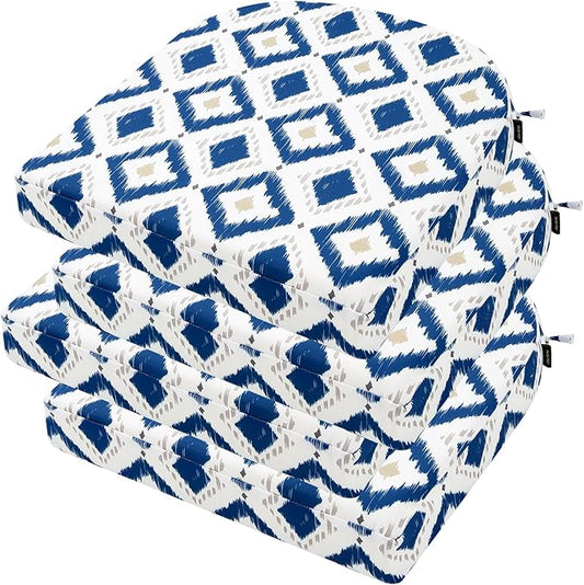 idee-home Outdoor Chair Cushions Set of 4, Thick 17" x 17" x 3" Outdoor Seat Cushions Patio Furniture Waterproof with Ties, Dining Pads