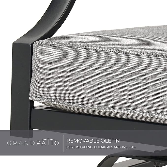 Grand patio Rocking Chairs Patio Chairs Bistro Sets Conversation Chair Indoor Outdoor Chat Set Motion Chair A Comfortable Shake of 5-10° Unique Design Patio Set with Grey Cushions 3-Piece