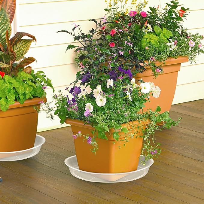 Clear Plant Saucer 12 14 16 18 20 Inch, Durable Plant Drip Trays Saucers for Pots, No Holes Water Catcher Trays for Indoor Outdoor Planter, Sturdy Base Plate(14", Clear)