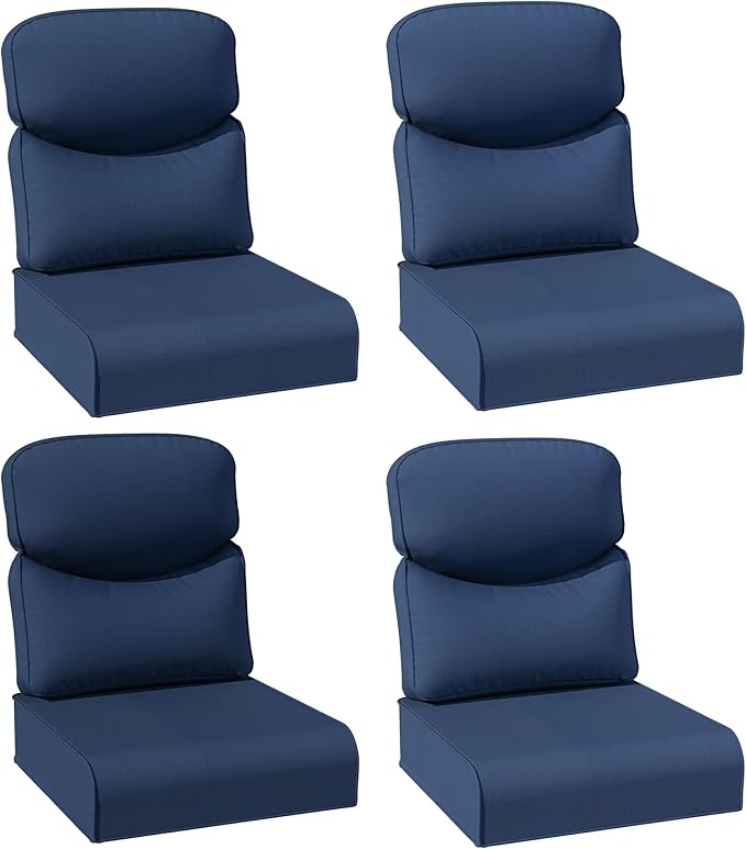 Joyside Outdoor Chair Cushions Set, 24x24 Inch Smile Patio Furniture Cushions, 6’’ Thick, Water Resistant & Fade Resistant, Outdoor Replacement Cushions for Seat and Sofa