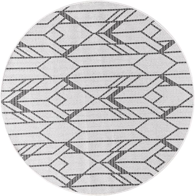 Keen Home Design Terrace Outdoor Area Rug - 63" Round Washable Indoor/Outdoor Rug for Patio, Kitchen, Balcony, Beach, Garden, Deck and Porch, Size: 5'3" Round, Nelian