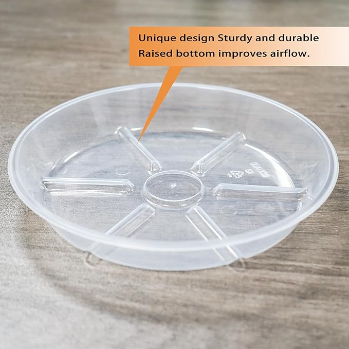 Plant Saucer 4 6 8 10 12 inch, 6 Packs Clear Planter Saucers Pot Trays, Durable Round Plastic Flower Plant Water Drip Tray for Pots, Plant Dish Plate to Catch Water for Indoor & Outdoor ( 6 inch)