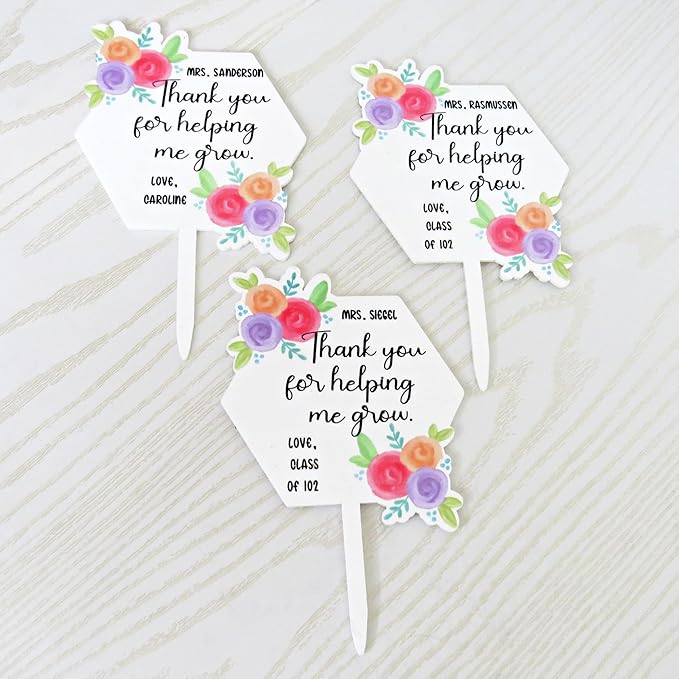 Custom Teacher Plant Stake Gift – Garden Keepsake Sign from Student – Thank You for Helping Me Grow – Indoor Outdoor Decor – Succulent Marker for Pots or Planters