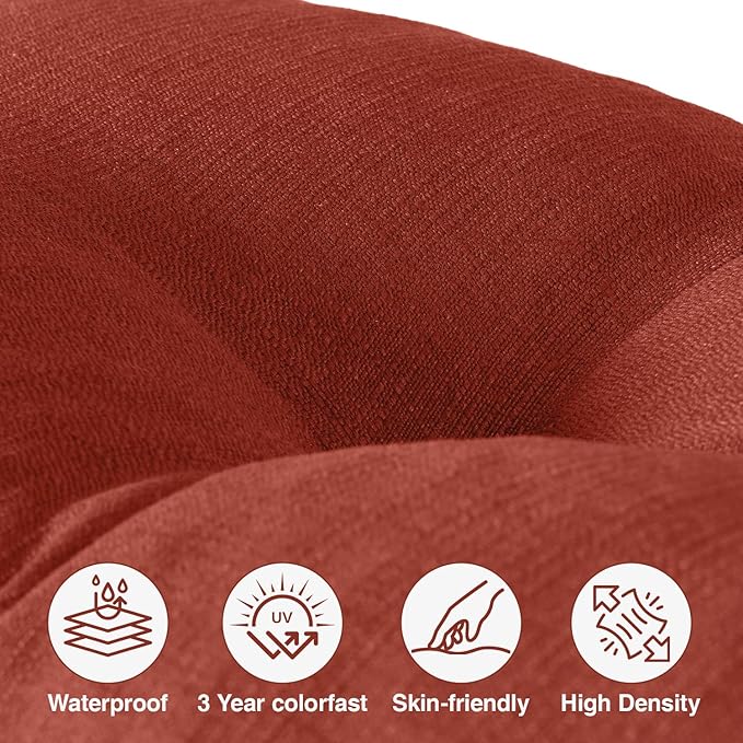 Favoyard Indoor/Outdoor Bench Cushion 36 x 14 Inch Waterproof & 3-Year Fade-Resistant Patio Furniture Cushions for Garden Porch Swing Chair Tufted Pad for Sofa Couch Seat with Ties, Red