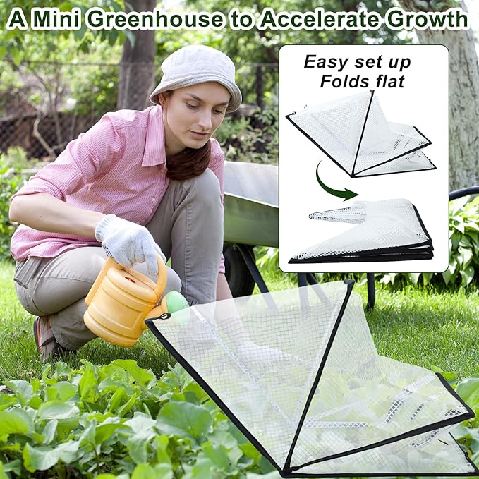 Garden Row Accelerator Plants Cover, Foldable Raised Garden Bed Cover with Zipper Door Waterproof Small Greenhouse Plant Cage Guard Protector for Vegetable Flower Fruits from Animals,31×13×14In