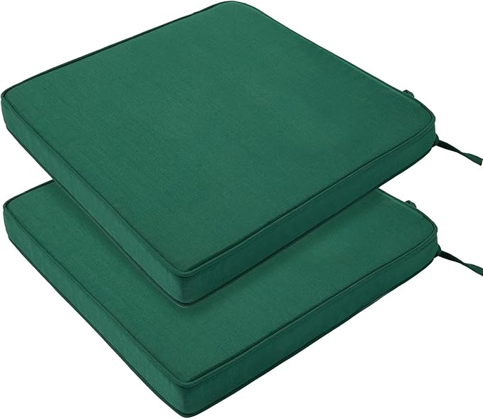 FUNHOME Outdoor Chair Cushions 18x18 Inch,Set of 2,Water Resistant Chair Pads with Ties,Square Seat Cushion 18"x18"x2.5",Patio Chair Cushion for Garden,Backyard Furniture(Blackish Green)