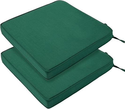 FUNHOME Outdoor Chair Cushions 18x18 Inch,Set of 2,Water Resistant Chair Pads with Ties,Square Seat Cushion 18"x18"x2.5",Patio Chair Cushion for Garden,Backyard Furniture(Blackish Green)