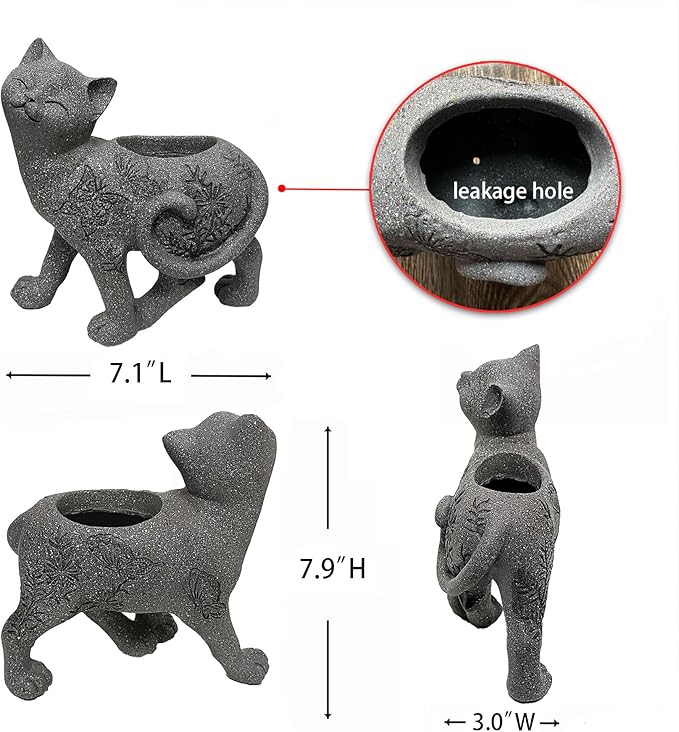 Teaeeno Cat Succulent Pot Planters with Drainage Hole for Plants, Flower Garden Pots for Plants, Succulent Cactus Home Office Desk Garden Decor Plant Lovers Gift for Mom Perfect for Garden,Cat Gifts