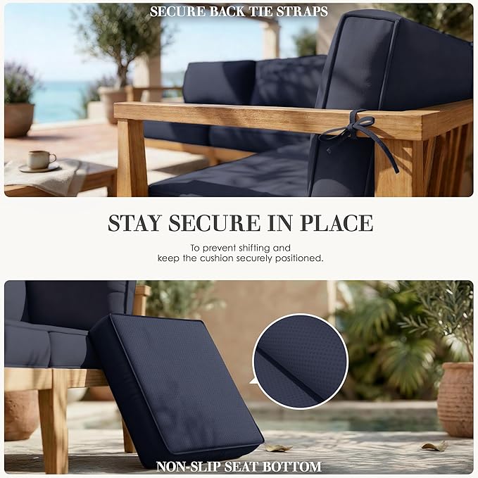 Outdoor Replacement Cushions for Patio Furniture, 5" Foam High-Density, 14-Piece Water-Resistant Outdoor Cushion for 6-Seat Sectional Patio Conversation Sets, Liner&Cover