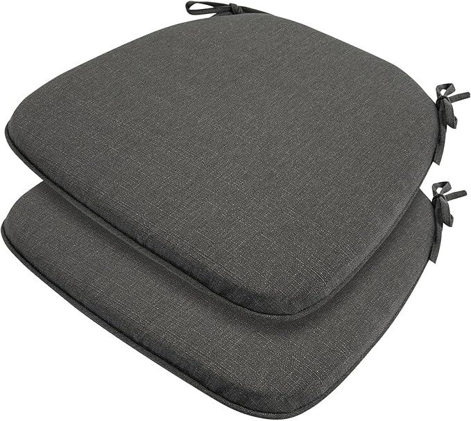 Outdoor Chair Cushions Set of 2,Patio Seat Cushion 17"x16"x2",U-Shaped Dining Chair Cushion 17 by 16 Inch,Water Resistant,Fade-Resistant Chair Pads for Kitchen Garden Furniture(Charcoal Gray)
