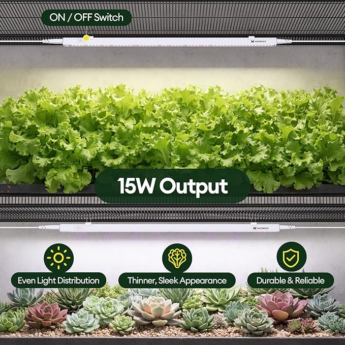 Plant Grow Light 2ft, Tunable Full Spectrum LED Grow Light Strips 60W (4 x 15W), T5 Growing Lamp for Indoor Plants, Greenhouse, High PPFD, 4-Pack