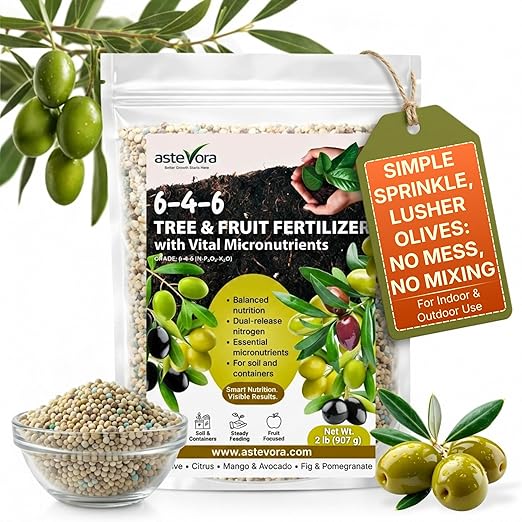 Olive Tree Fertilizer – Fruit Tree Fertilizer for Olive Tree, Citrus, Lemon, Lime, Fig, Avocado, Mango, Apple & Pomegranate – for Potted & Outdoor Trees (1 Quart - 2 lbs.)