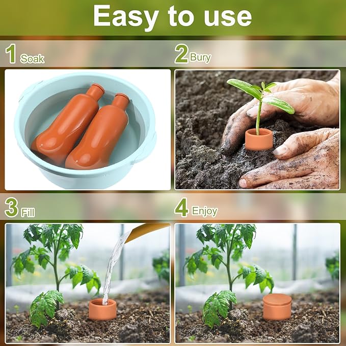 2 Pcs Olla Terracotta Watering Pot with Lid Large 34 oz Terra Cotta Self Watering Pots for Indoor Outdoor Plants Self Irrigate Spikes Ceramic Plant Waterer Set (Lovely)