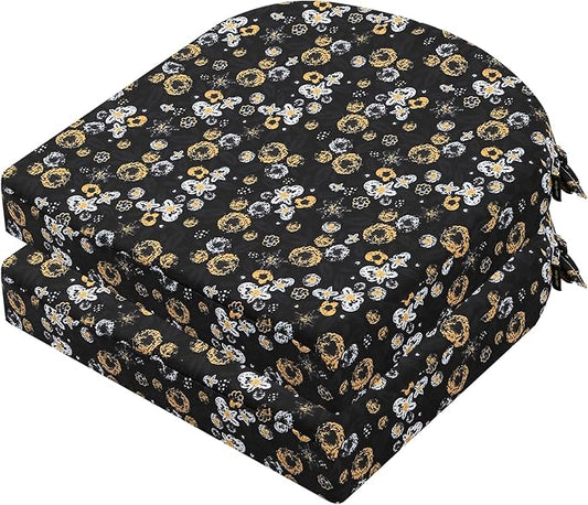 idee-home Outdoor Chair Cushions Set of 2, Thick 19" x 19" x 3" Outdoor Seat Cushions Patio Furniture Waterproof with Ties, Dining Pads