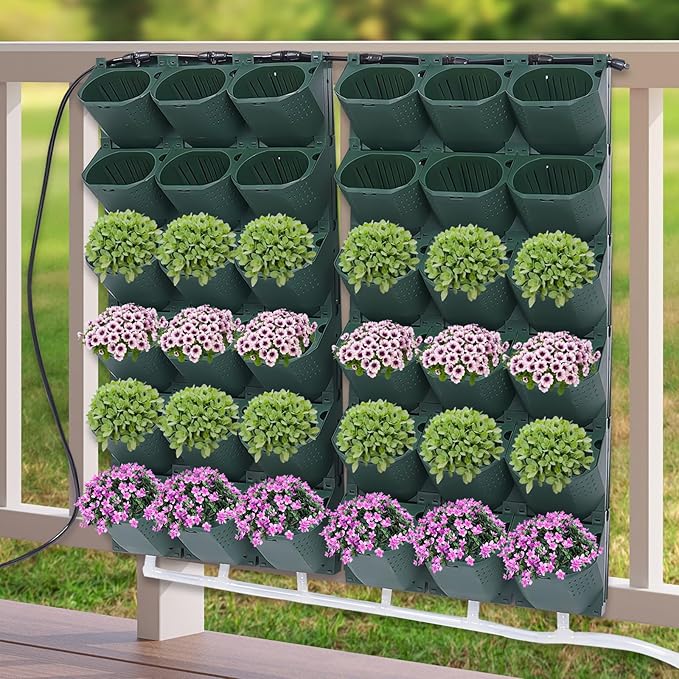Self-Watering Vertical Garden Planter, Garden Growing System, Planters Self-Watering System, Wall Mounted Vertical Garden Planter, 36 Pots Flower holder for Indoor Herbs Vegetable Fruit, Green