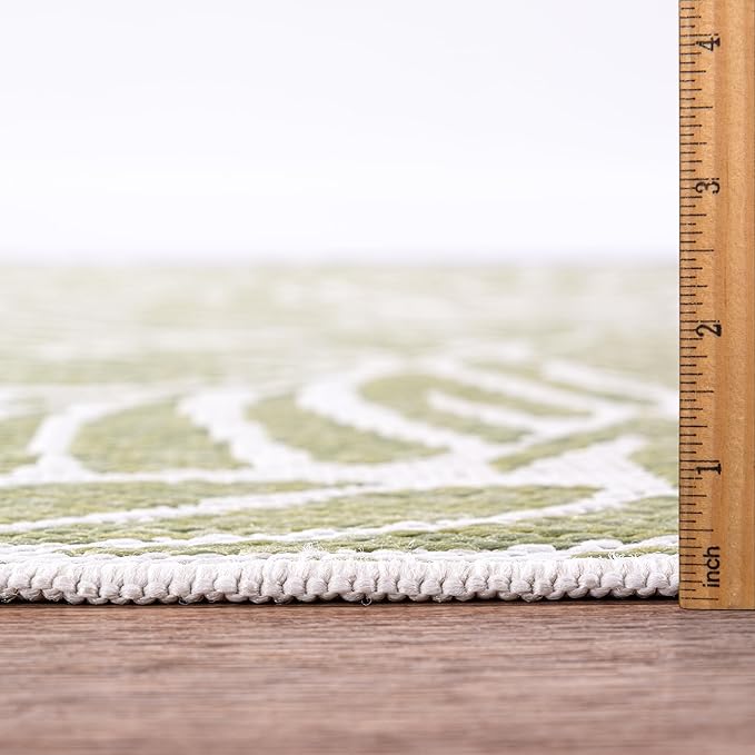 Keen Home Design Terrace Outdoor Area Rug - 63" Round Washable Indoor/Outdoor Rug for Patio, Kitchen, Balcony, Beach, Garden, Deck and Porch, Size: 5'3" Round, Rainforest Green
