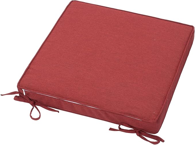 Magpie Fabrics Indoor Outdoor Waterproof Square Chair Cushion, 18" x 18" x 2.5", 2 Pack, Water Resistant Seat Cushions, for Patio Garden Office, Dark Red