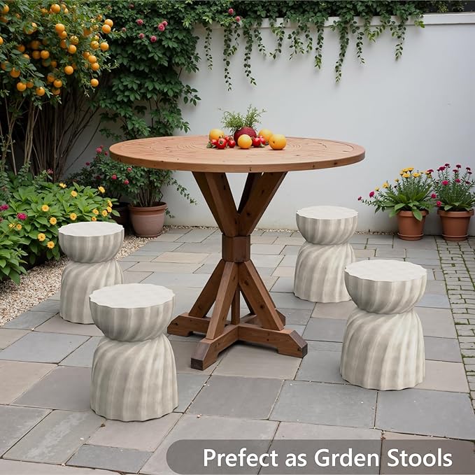 SUNBURY Outdoor Side Table Set of 2, 19" H Outdoor Accent End Table, Patio Side Tables, Outdoor Coffee Tables, Garden Stool and Plant Stand for Patio, Garden, Living Room, Backyard, Grey