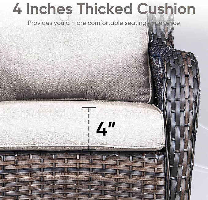 Outdoor Chair Cushions for Patio Furniture - 1 Pack Outside High Back Thick Water-Resistant Cushion 22x24 with Zipper Cover for Wicker Glider Rocking Chairs Loveseat Couch – Beige/Buckle