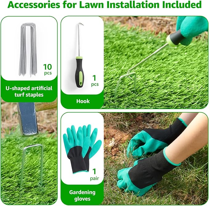 Artificial Grass Turf Outdoor for Garden Landscape Decoration, Fake Rug Mat with Drainage Holes,Synthetic Grass Lawn for Balcony,Backyard,Patio,Gate,Pool Deck, Dog Potty Training Grass 4ftx6ft
