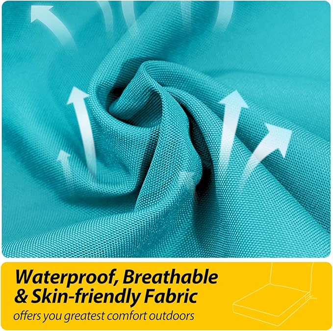 AAAAAcessories Outdoor Seat Cushions for Chairs, Fade-Resistant, Waterproof Patio Furniture Replacement Cushions, 22" x 24" x 5" + 22" x 19", Turquoise Blue