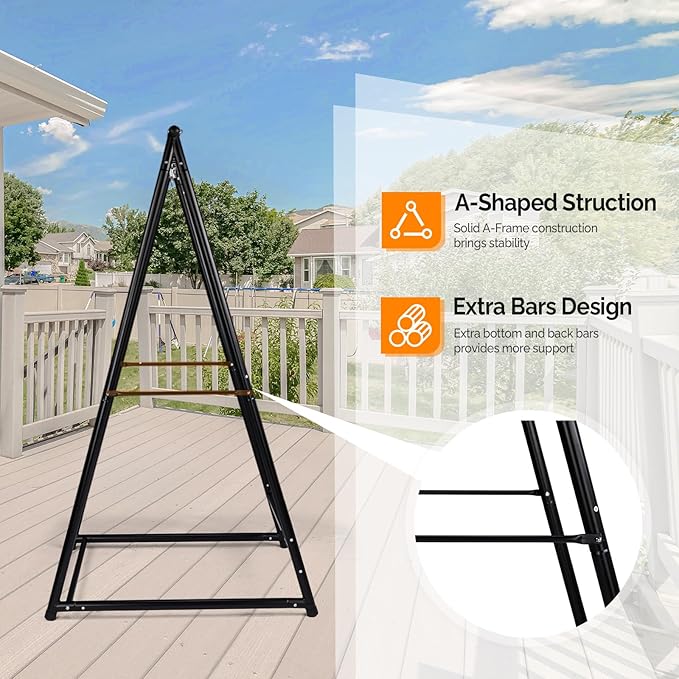 ONCLOUD Hammock Chair Stand, Heavy Duty Steel Stand with Stable Construction, 660 LBS Weight Capacity, Weatherproof Hammock Stand for Patio, Garden, Indoor