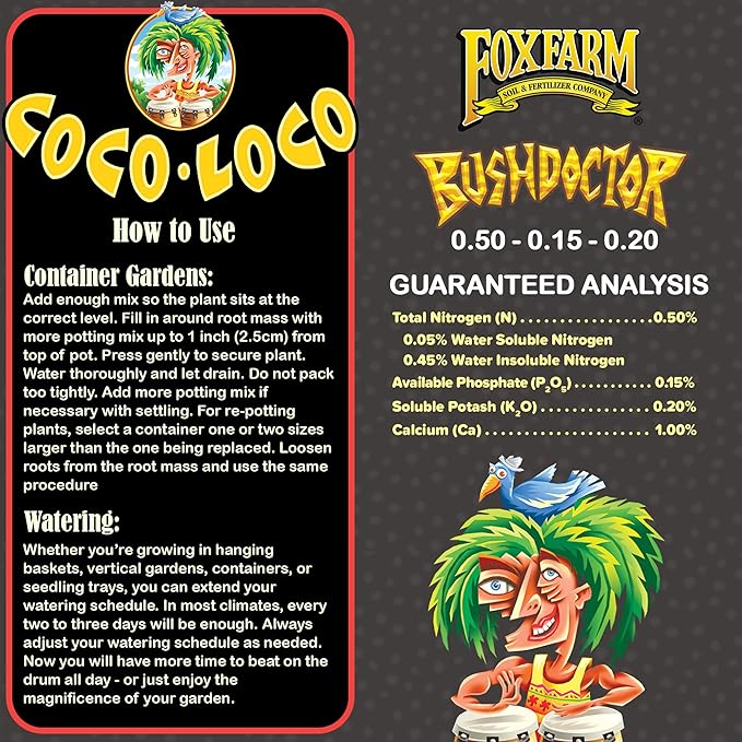 FoxFarm Bush Doctor Coco Loco Potting Mix, 2cu ft (Pack of 6) - Extends Your Watering Schedule, Triple-Washed to Reduce Salt Content - Perfect for Cultivating Healthy Plants