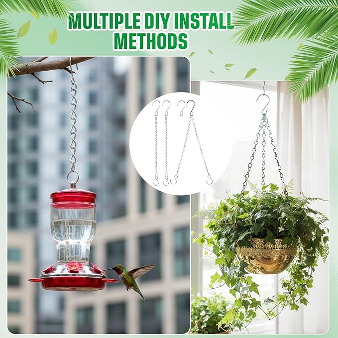 Outus 4 Pack 35 Inch White Hanging Chain for Bird Feeders, Planters, Lanterns, Wind Chimes, Decorative Ornaments and Birdbaths Basket Extender Chain Outdoor Indoor