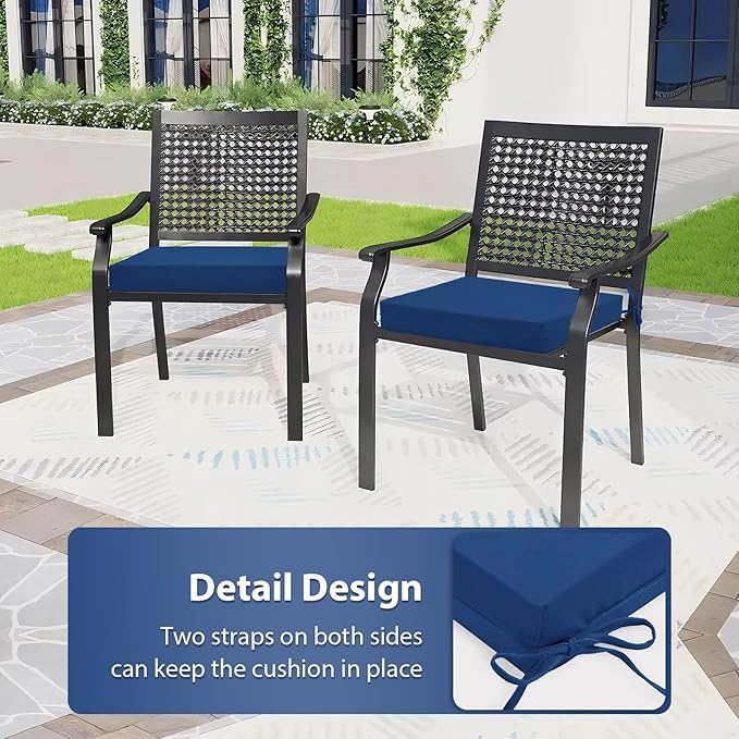 Outdoor Chair Cushions Set of 4, 18.5 x 16 Inch Patio Chair Cushions for Outdoor Furniture, Water Resistant, Non-Slip Ties(Royal Blue)