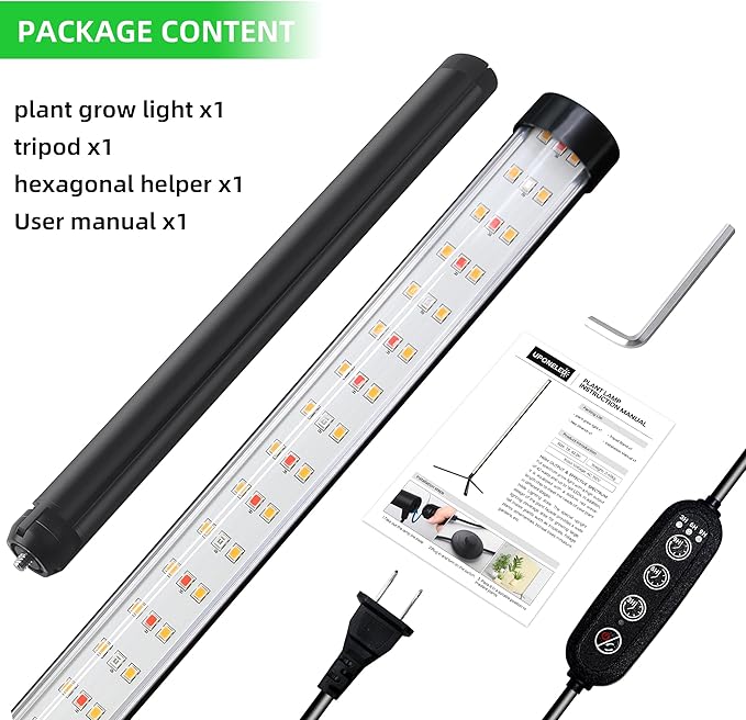 Standing Grow Light for Indoor Plants with Timer,42W Vertical Grow Lights for Indoor Plants Full Spectrum,4FT T8 243LED Plant Lights for Indoor Growing with 3 Lighting Modes for Tall Plants(1 Pack)