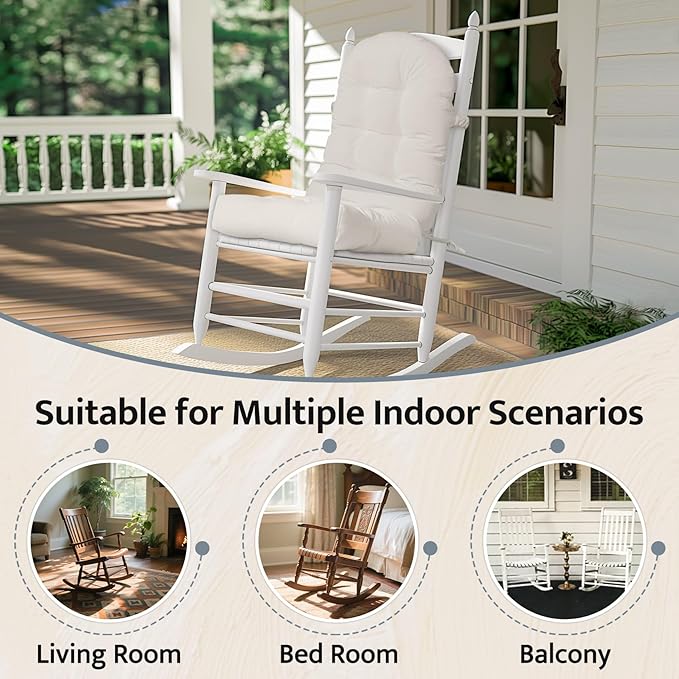 mudilun Adirondack Chair Cushions Non-Slip Indoor Rocking Chair Cushion with Straps Tufted Adirondack Chair Pads for Bedroom Living Room Porch Rocker