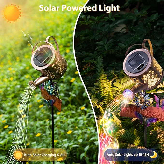 Solar Watering Can Light - Solar Lights Yard Decorations Outdoor,Garden Decor Lights for Yard,IP65 Waterproof Hanging Lantern Lights,Outside Garden Flower Bed Decor Light for Moms Birthday
