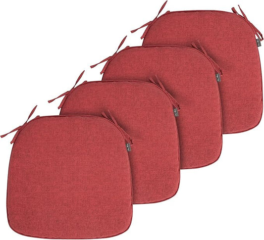 FUNHOME 17"x16"x2" Outdoor Chair Cushions Set of 4, Water Resistant Patio Chair Pads with Ties, Seat Cushions for Home Garden Furniture Decoration-Sangria Red