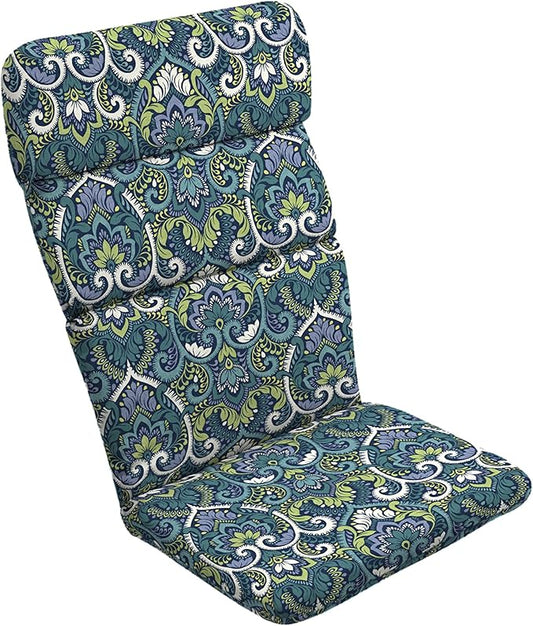 Arden Selections Outdoor Adirondack or Rocking Chair Cushion, 20 x 17, Rain-Proof, Fade Resistant 20 x 17, Sapphire Aurora Blue Damask