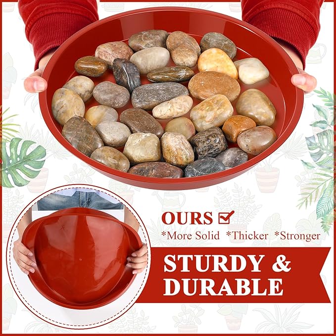 Sawysine 30 Pack Plastic Plant Saucer Round Drip Trays Red Flower Pot Saucers Thick Plant Dish Sturdy Water Tray Heavy Drainage Potted Container for Indoor Outdoor Garden(12 Inches)