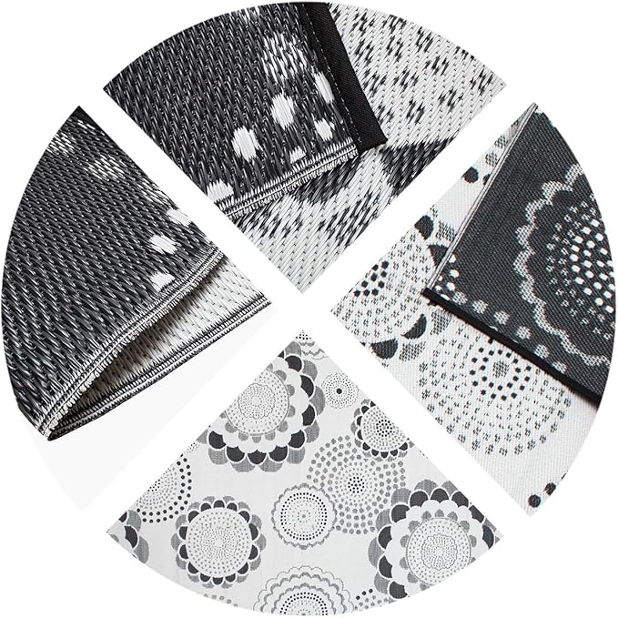 Reversible Outdoor/Indoor Plastic Rug,Easy to Clean and Fold,Perfect for Garden, Patio, Picnic, Decking-（Grey，8x10Ft）