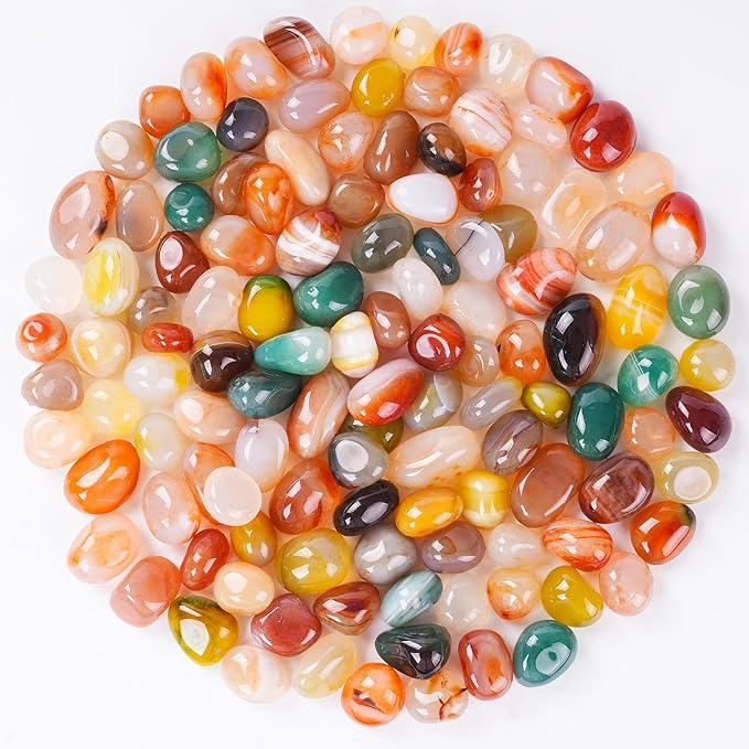 SIDONG 2 LB Colorful Mixed Agate Stone, 4/5 Inch Polished Tumbled Stones, Natural Healing Crystal, Decorative Pebbles for Home Decoration, Indoor Plants, Fish Tanks, Garden Landscaping, DIY Crafts