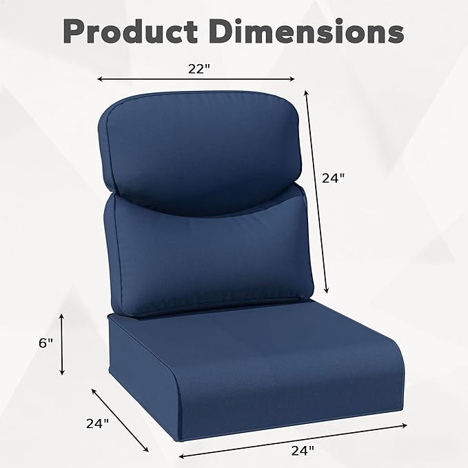 Joyside Outdoor Chair Cushions Set, 24x24 Inch Smile Patio Furniture Cushions, 6’’ Thick, Water Resistant & Fade Resistant, Outdoor Replacement Cushions for Seat and Sofa