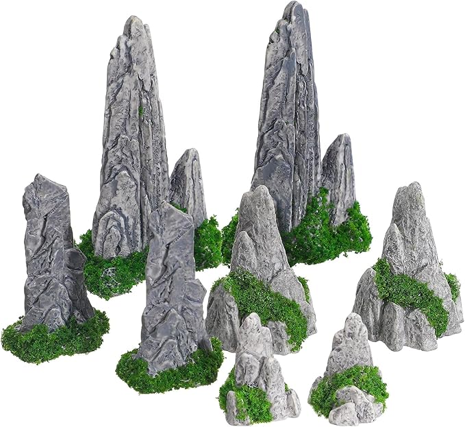8Pcs Resin Rockery Decoration, Miniature Zen Garden Decor Mini Bonsai Rockery Statue Rockery Figurines Ornament for DIY Plant Pot Terrarium Decor