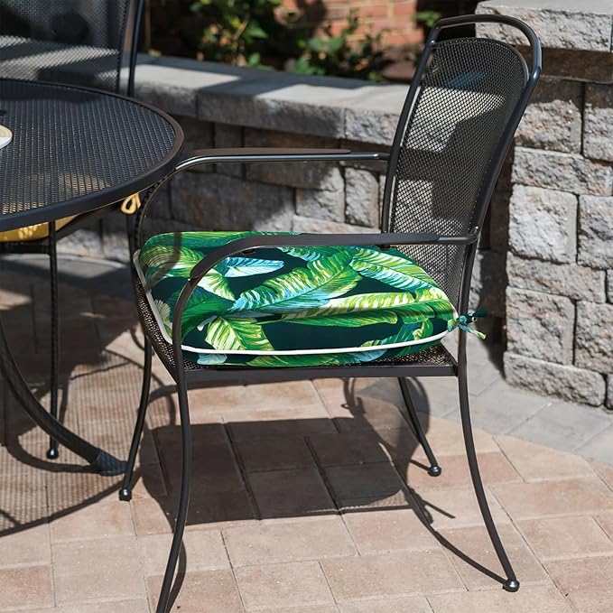 Outdoor Chair Cushions Set of 4, Water Resistant Patio Chair Pads with Ties, Seat Cushions for Home Garden Furniture Decoration, 16"x17", Hanalei Lagoon