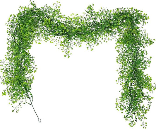 RECUTMS Fake Vines Garland Artificial Hanging Plant Faux Ferns Leaves Greenery Ivy Garland 2Pcs for Spring Home Indoor Outdoor Wedding Farmhouse Table Centerpiece Party Garden Valentines Decor(Green)