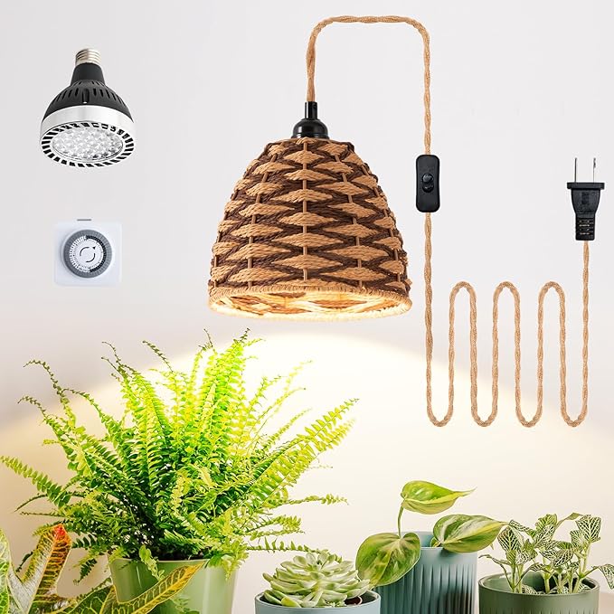 Hanging Indoor Plant Pendant Light 30W, Full Spectrum Growth Light, with Timer Hanging, Equipped with 15FT Power Cord, Pendant led Plant Lights， Garden, Flowers（4000k）