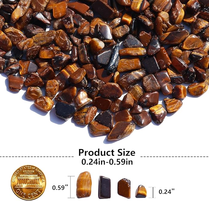 Tiger’s Eye Crystal Pebbles – 0.9LB Natural Tumbled Gemstones Bulk, Decorative Polished Stones for Vase Filler, Fish Tank Gravel, DIY Crafts, Plant Pots & Home Decor